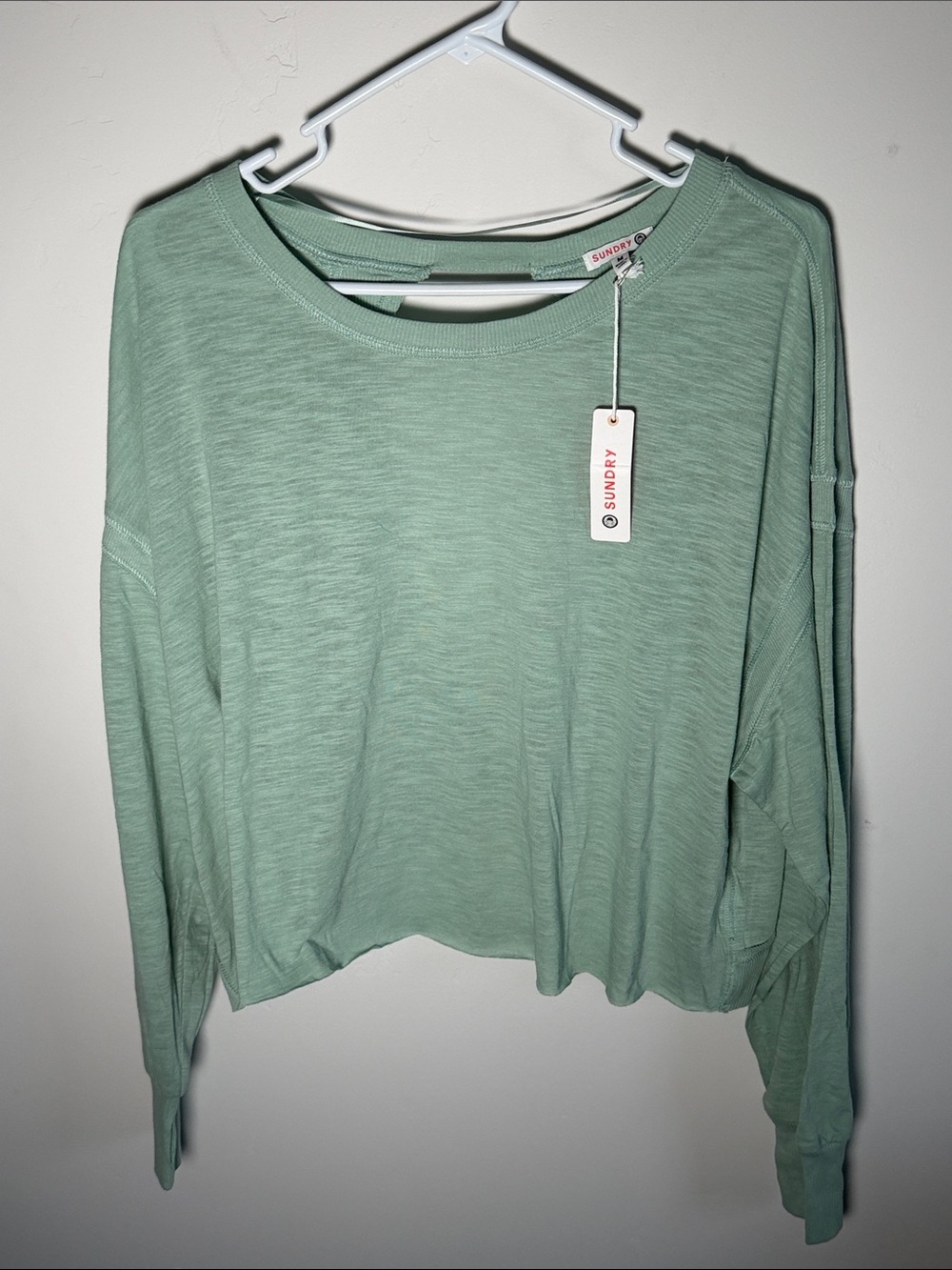 Sundry Mint Green Lightweight Long Sleeve Top